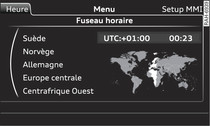 Réglage du fuseau horaire