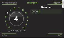 Telefoonnummer via het cijferscherm ingeven