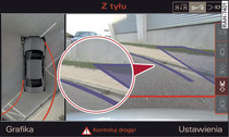 System Infotainment: łączenie się niebieskiego łuku z krawężnikiem