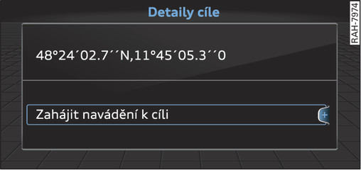 Obr. 147 Převzetí cíle z polohy na mapě