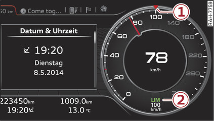Abb. 91 Kombiinstrument: Anzeige Geschwindigkeitsbegrenzer