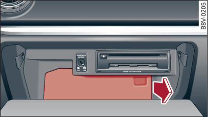 Fig. 254 Open glove box on RHD vehicle: Cover