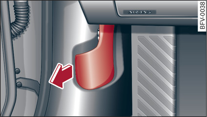 Fig. 219 Footwell on driver s side: Release lever