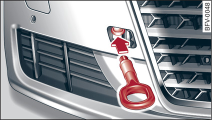 Fig. 250 Front bumper: Fitting the towline anchorage