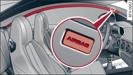 Fig. 212 Location of head-protection airbag above the door