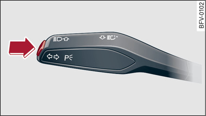 Fig. 95 Turn signal lever: Button for active lane assist