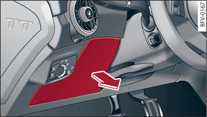 Fig. 253 Area near steering column on LHD vehicle: Cover