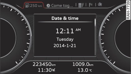 Fig. 12 Instrument cluster: Time and date display