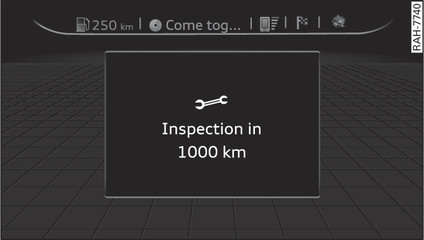 Fig. 228 Instrument cluster display: Service interval display (example)