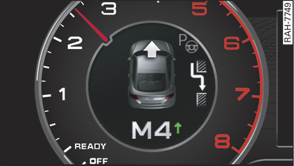 Fig. 112 Instrument cluster: Prompt to keep driving forwards (a parking space has been detected)