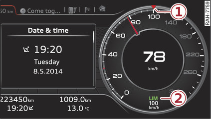 Fig. 91 Instrument cluster: Speed limiter display