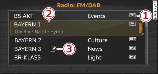 Fig. 157 FM/DAB station list