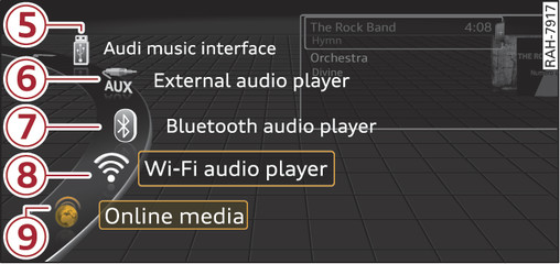 Fig. 169 Possible sources in the media menu