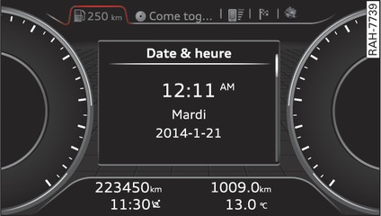 Fig. 12 Combiné d instruments : affichage de l heure et de la date