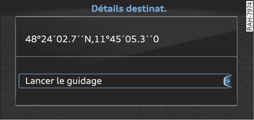 Fig. 147 Reprise d une position sur la carte comme destination