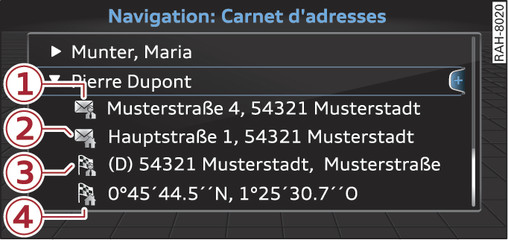 Fig. 148 Contacts du carnet d adresses possibles