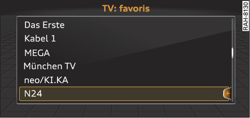 Fig. 179 Liste des favoris (TV)