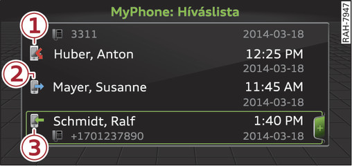 138. ábraEgy telefonszám kiválasztása a híváslistából