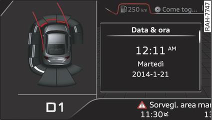 Fig. 107Rappresentazione grafica della distanza (vetture con sistema di assistenza al parcheggio*)