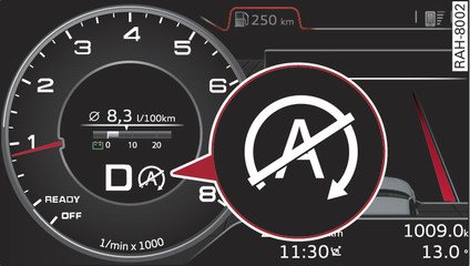 Fig. 76Quadro strumenti: funzione di spegnimento automatico del motore non disponibile al momento