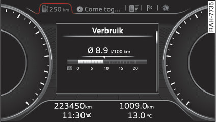 Afbeelding 13Instrumentenpaneel: Verbruiksmeter