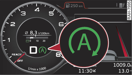 Afbeelding 75Instrumentenpaneel: Motor afgezet (stopfase)