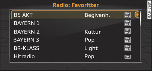 Bilde 161Favorittliste for radio