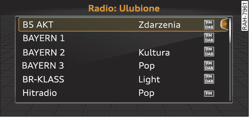 Rys. 161Lista Ulubione w radiu