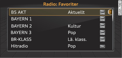 Bild 161 Favoritlista i radion