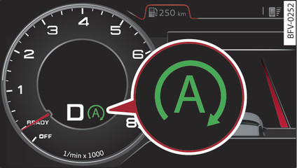 Obr. 68 Sdružené přístroje: vypnutí motoru (fáze stop)