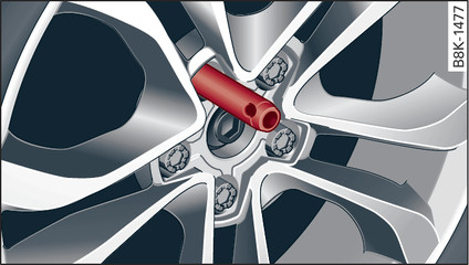 Fig. 235 Wheel: Mounting pin in wheel bolt hole nearest to the top