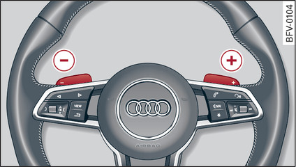 Fig. 76 Steering wheel: Manual gear selection with paddle levers*