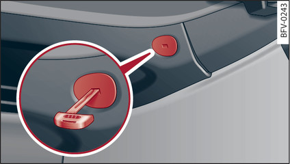 Fig. 24 Accessing manual release lever on left of luggage compartment below rear window