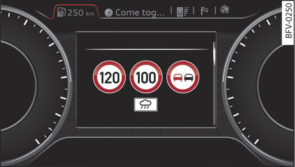 Fig. 84 Instrument cluster: Traffic sign recognition