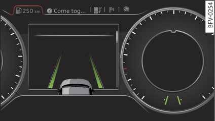 Fig. 89 Instrument cluster: active lane assist switched on and ready to warn