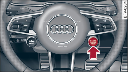 Fig. 66 Applies to TT RS Steering wheel: START ENGINE STOP