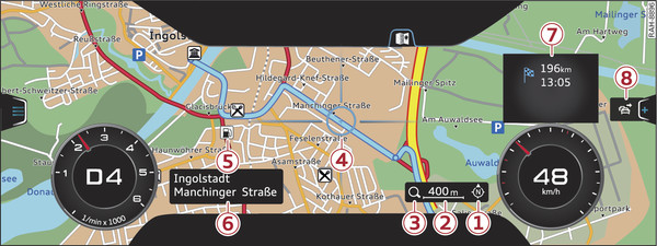 Fig. 150 Illustration: Map with crosshairs switched on