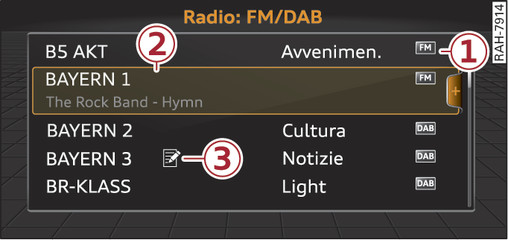 Fig. 156Lista delle stazioni radio FM/DAB