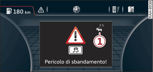 Fig. 154Esempio: visualizzazione delle informazioni sui pericoli nel sistema d informazione per il conducente