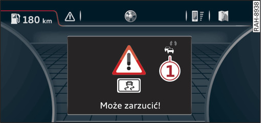 Rys. 154Przykład: wskazanie informacji o zagrożeniach w systemie informowania kierowcy