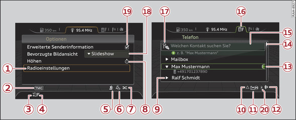 Abb. 137 Prinzipdarstellung Menüs und Symbole