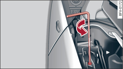 Fig. 36 Driver s side: Hexagon key inserted