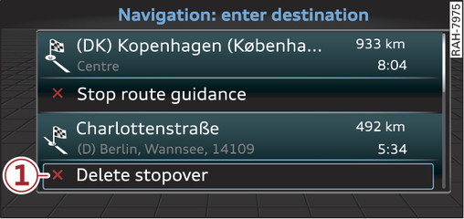 Fig. 156 Example: Current route guidance with stopover